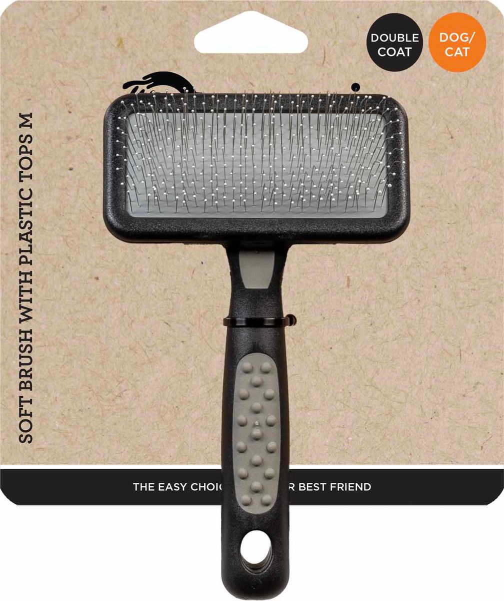 Myk børste med plastdekkede tupper, medium