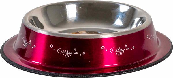 Hovedbilde Katteskål rustfri antislipp rosa med fisker 250 ...