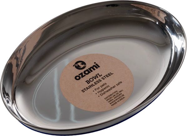 Hovedbilde Kattskål Rustfri Anti-slip Oval Blå 300 ml