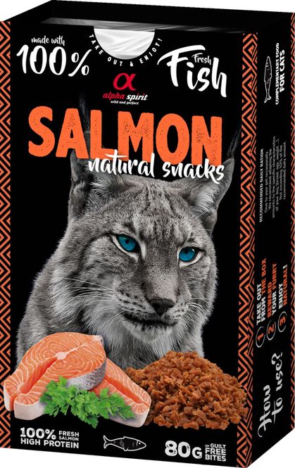 Hovedbilde Alpha Spirit Naturals Salmon 80g | Kornfri Kattesnacks