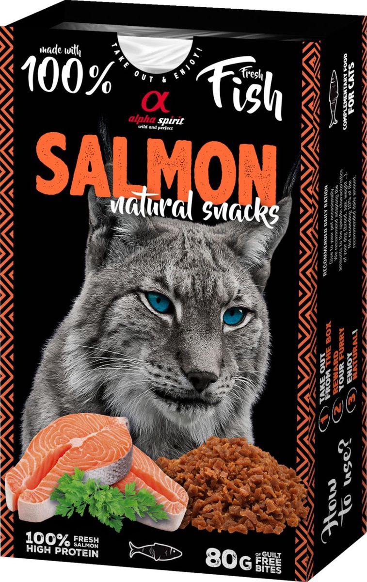 Alpha Spirit Naturals Salmon 80g | Kornfri Kattesnacks
