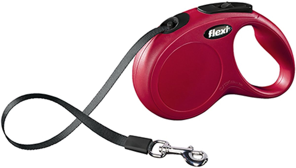FLEXI New Classic Rullekobbel (Tape) – Rød, 5 m (S, opptil 15 kg)