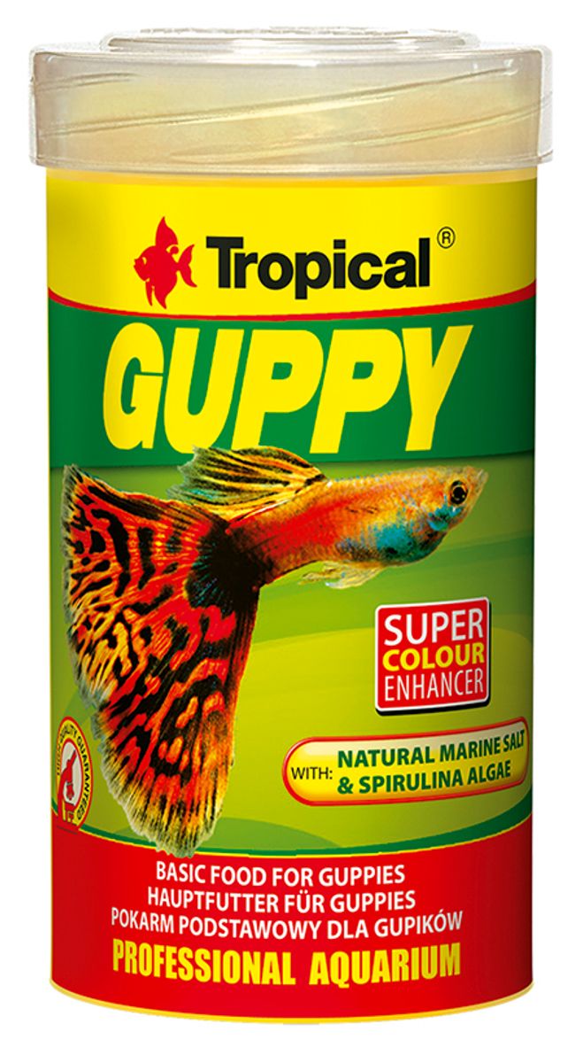 Tropical Guppy Super Color 100ml – Fargeforsterkende flakfôr til guppy