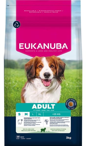 Hovedbilde EUKANUBA Adult Small/Medium Breed Lam & Ris ( 3kg ...