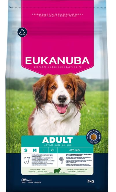 Hovedbilde EUKANUBA Adult Small/Medium Breed Lam & Ris ( 3kg )