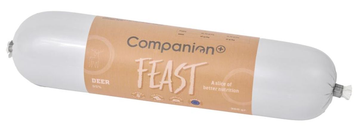 Companion+ Feast Hjort 350g | Kornfri Fôrpølse | Vilt