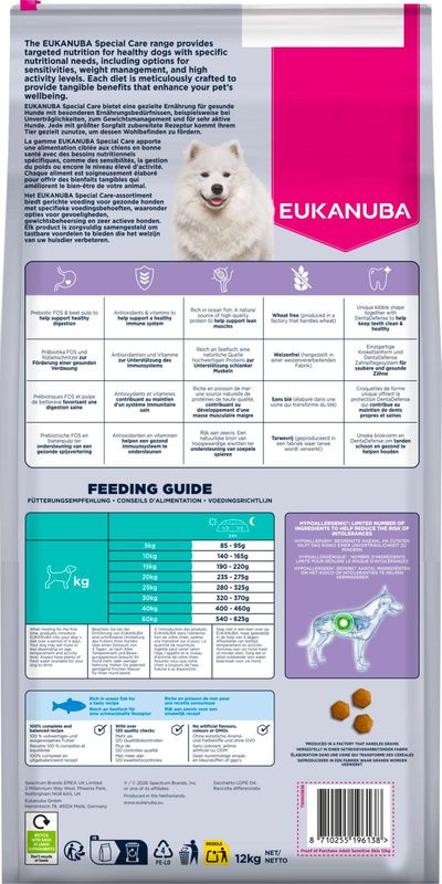 Eukanuba Sensitive Skin 12kg | For Ømfintlig Hud & Pels