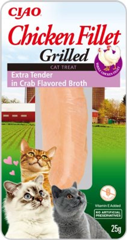 CIAO Grilled Chicken Crab Broth 25g | Luksus Kattesnacks