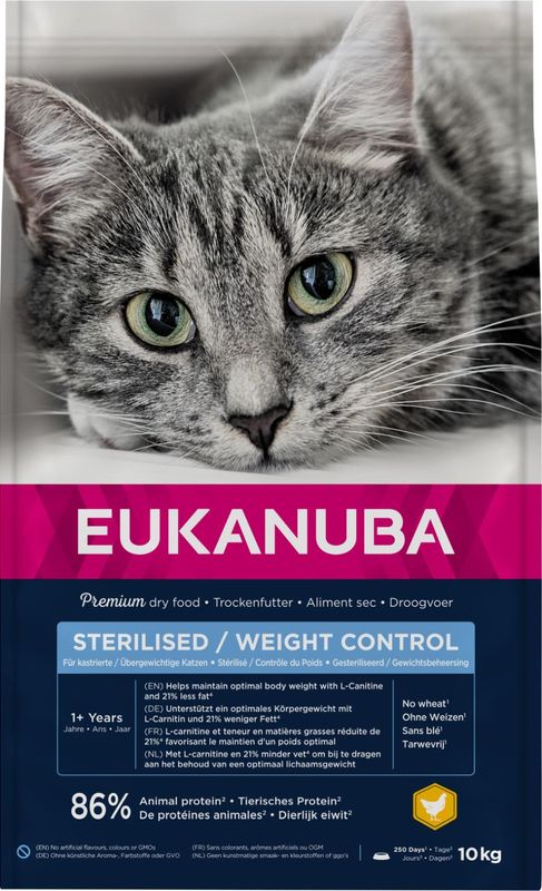 EUKANUBA Cat Adult Sterilised / Weight Control – Kylling ( 10kg )