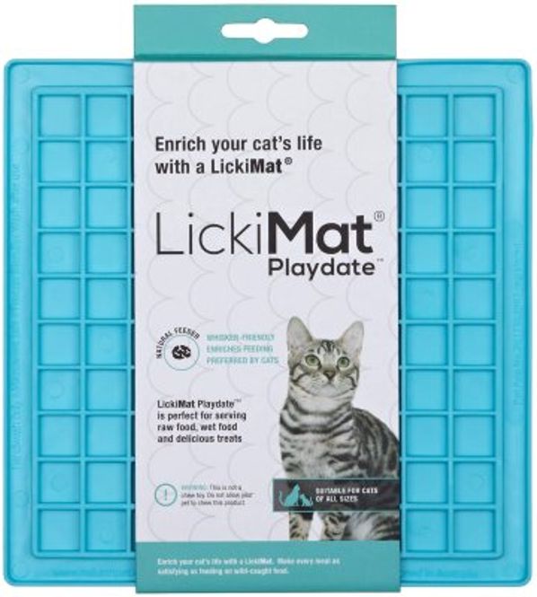 Hovedbilde LickiMat katt Playdate lyseblå 20x20cm