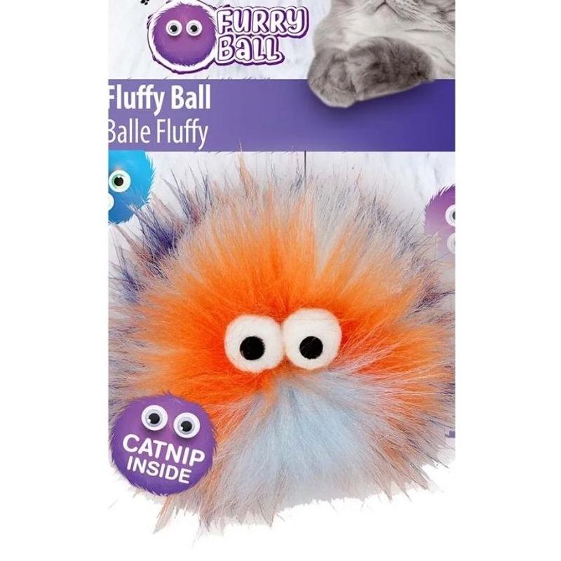 Furry Ball Fluffyball Oransje | Katteleke med Kattemynte