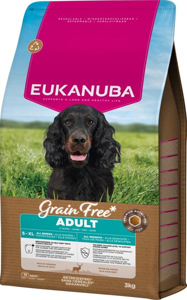 Hovedbilde EUKANUBA Grain Free Hjort 3kg | Kornfritt Hundefôr